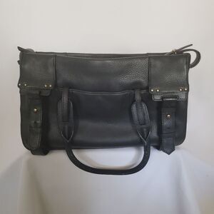 Vince Camuto Women’s Leather Satchel Black Medium Handbag Top-Grain Tote Classic